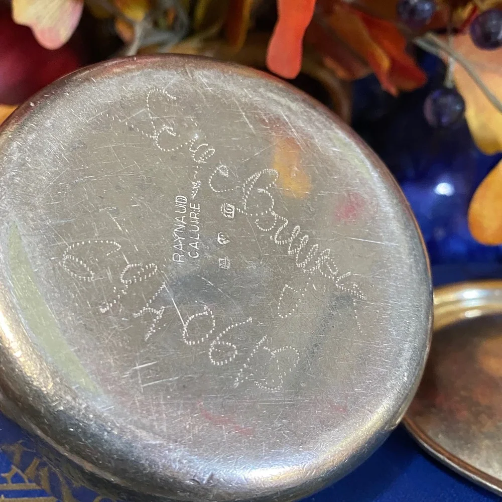 Vintage Signed Raynaud Catoire Mini Saucepan‎ Pot with Lid Silver Plated Decor